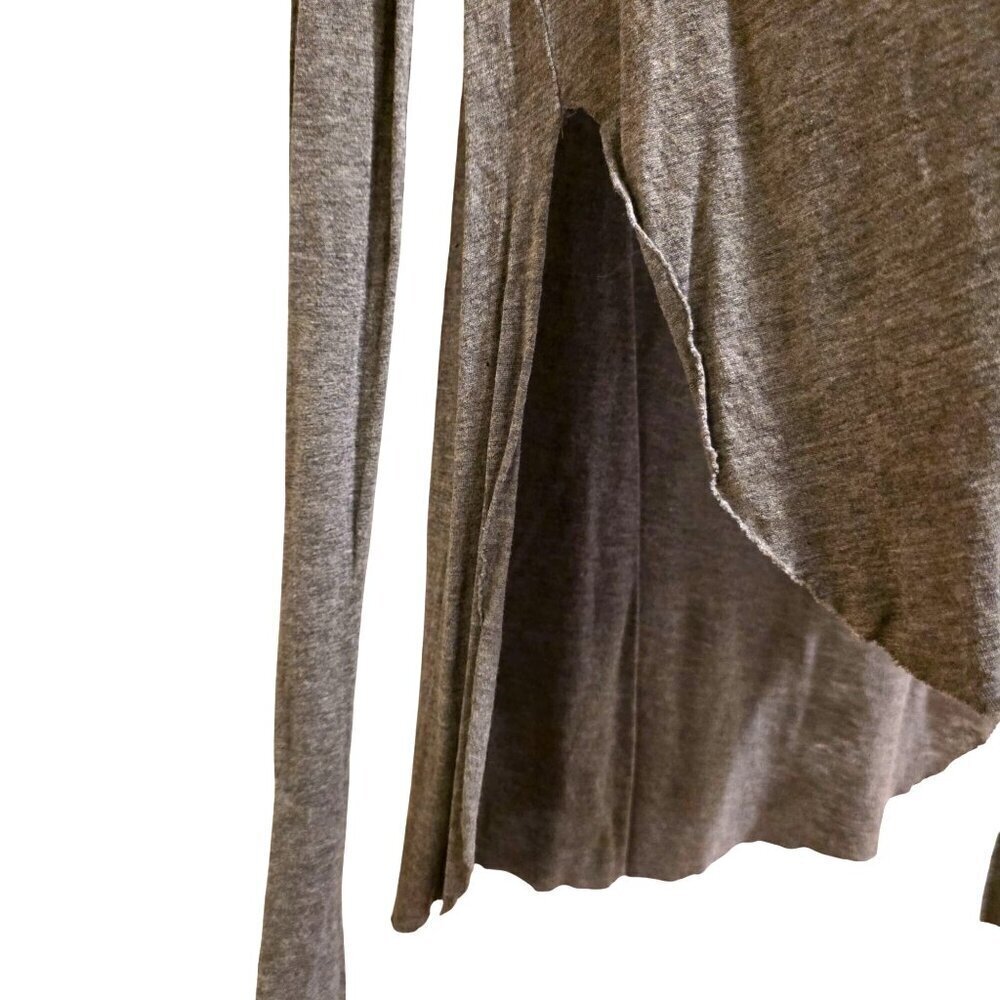 Zara Trafaluc Gray Long Sleeve Top Womens Asymmetrical Hem L - Picture 3 of 6